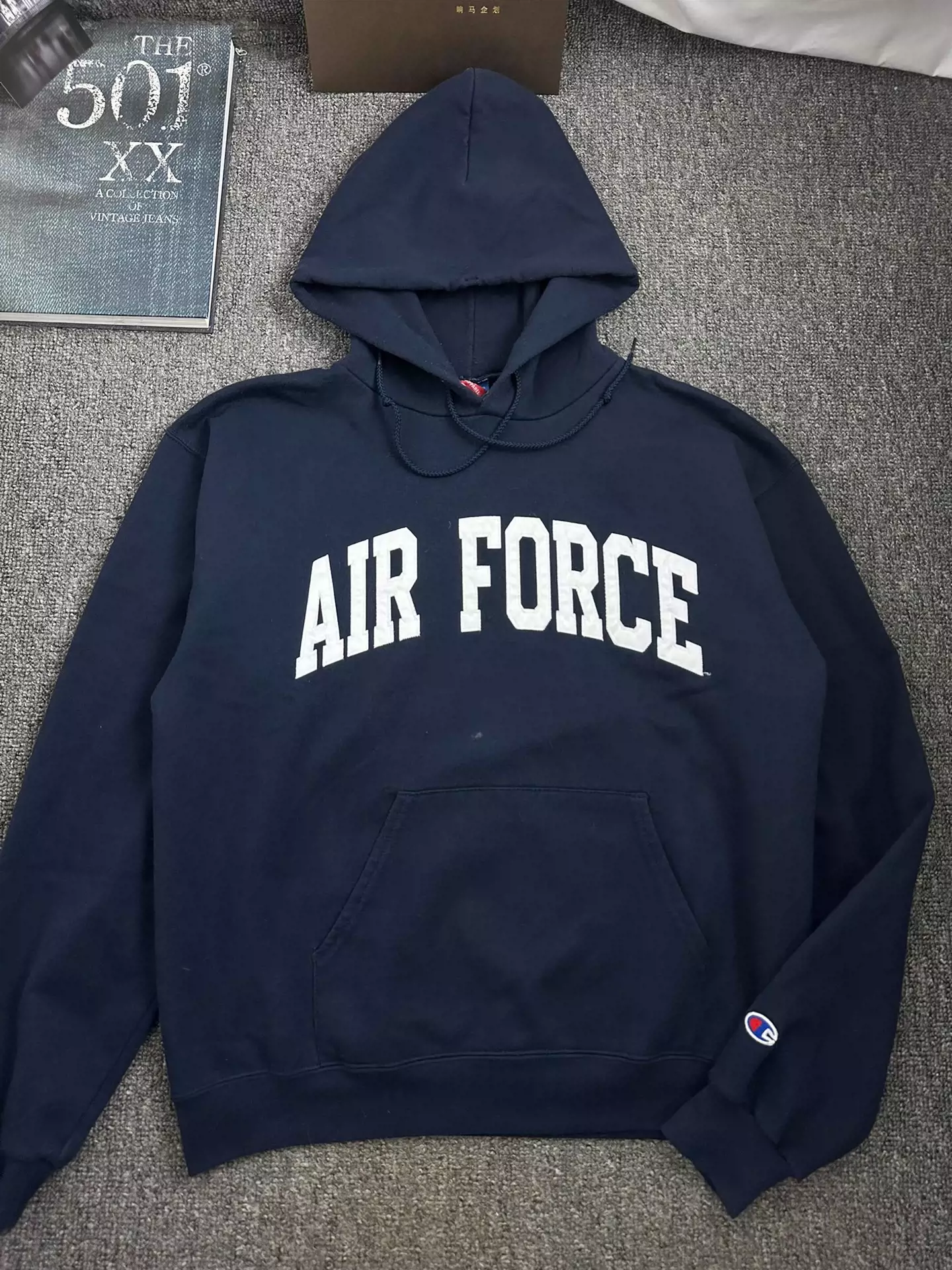 正品古着champion冠军卫衣*air force海军蓝色-Taobao