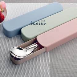 304 Stainless Steel Chopsticks, Spoon, and Fork Set, Single-Person Portable Cutlery Box, Three-Piece Set, Student Storage Box