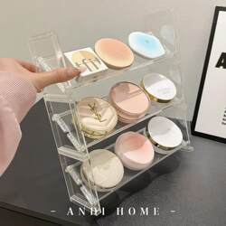 Cosmetics Storage Rack, Powder Compact Storage Box, High-End Multi-Layer Desktop Storage Rack, Lipstick Transparent Display Rack