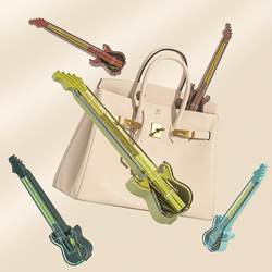 304 Stainless Steel Ins Guitar Portable Cutlery Set Fork Spoon Chopsticks Creative Gift Tableware Outdoor Travel Three-Piece Set