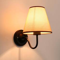 Yida Lighting Living Room Wall Lamp Retro Simple Bedroom Bedside TV Wall Aisle Engineering American Fabric Wall Lamp