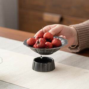 
Fireside ice tea creative high-legged fruit plate simple ceramic tea snack plate dry fruit plate split snack plate tray