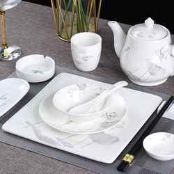 Bone China Hotel-Specific Tableware Set for Restaurants, Themed Dining, Three-Piece Set, Four-Piece Set, Ceramic Commercial Use