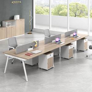 
Simple in-place office desk and chair combination six, six, four and four persons office furniture staff desk workstation card holder
