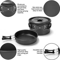 Hot Selling Outdoor Camping Teapot Set Portable Picnic Cooker Dinner Plate Combination Camping Pot Set