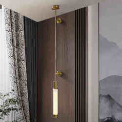 Nordic light luxury all-copper marble wall lamp modern new Chinese style living room TV background wall bedroom bedside strip lamp
