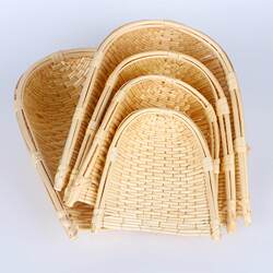 Direct Sales from the Manufacturer: Pure Handmade Wicker Agricultural Dustpan, Wicker and Bamboo Woven Household Drying Basket, Household Dustpan Storage Basket