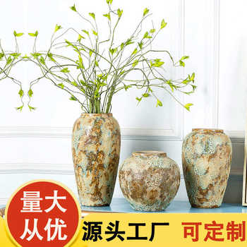 Jingdezhen handmade coarse pottery flower pots ceramic jars retro flower pots and pots earthenware antique home gardening dried flower vases