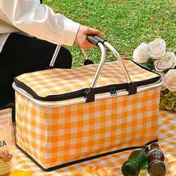 Picnic Basket, Foldable Picnic Equipment, Complete Set of Spring Outing Essentials, Outdoor Camping Insulated Storage Box, Carrying Basket