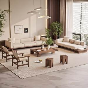 
Designer's Song-style aesthetic black walnut Zen sofa high-end customized furniture office hotel B&B