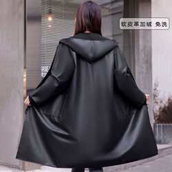 Extended and Enlarged Leather Apron with Fleece Lining, Waterproof and Oil-Proof, No-Wash, for Kitchen and Household Use, Long-Sleeved Workwear, Stain-Resistant