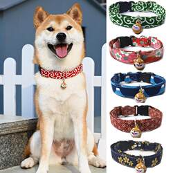 【Rui Chai's Tang Grass Pattern Collar】Japanese-Style Dog Collar for Shiba Inu, Corgi, and Small-Sized Pets