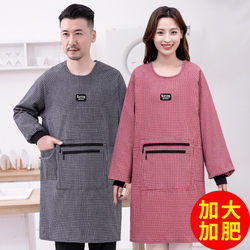 Extra Large and Thick Cotton Apron with Long Sleeves and Multiple Pockets for Men and Women, Suitable for Working in the Kitchen, Anti-Stain Workwear