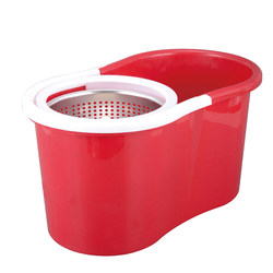 Dual-Drive Stainless Steel Blue Rotating Bucket Mop with Hand-Pressed Plastic Wringer Basket, Single Bucket Mop Body Accessories