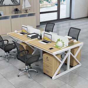 
Staff Office Desk Employee Computer Desk and Chair Combination Modern Simple Office Furniture 2/6 Four-person Screen Working Position
