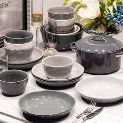 Light luxury and high-end bowls and dishes set household underglaze color ceramic tableware black and white gray dishes and dishes tableware