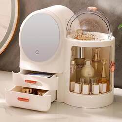 Cosmetic Storage Box Large Capacity Dustproof Desktop High-End Led Mirror Dressing Table Lipstick Skin Care Product Storage Rack