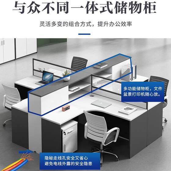 
Office furniture office desk, financial and office two-person office desk and chair set JM-5589 in 4 workstation screen deck