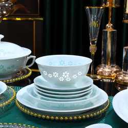 High-Temperature Household Ceramic Dinnerware Set, Gift Set, Rice Bowl, Plate, Dish, Soup Set, Jingdezhen Fish Design