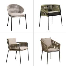 Outdoor tables and chairs courtyard garden open-air aluminum rattan chair three-piece set combination B&B hotel cafe rattan rope chair