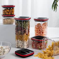 Household Rotary Knob Sealed Jar Snack Storage Jar Transparent Fresh-Keeping Box with Lid Plastic Sealed Box Kitchen Storage Jar
