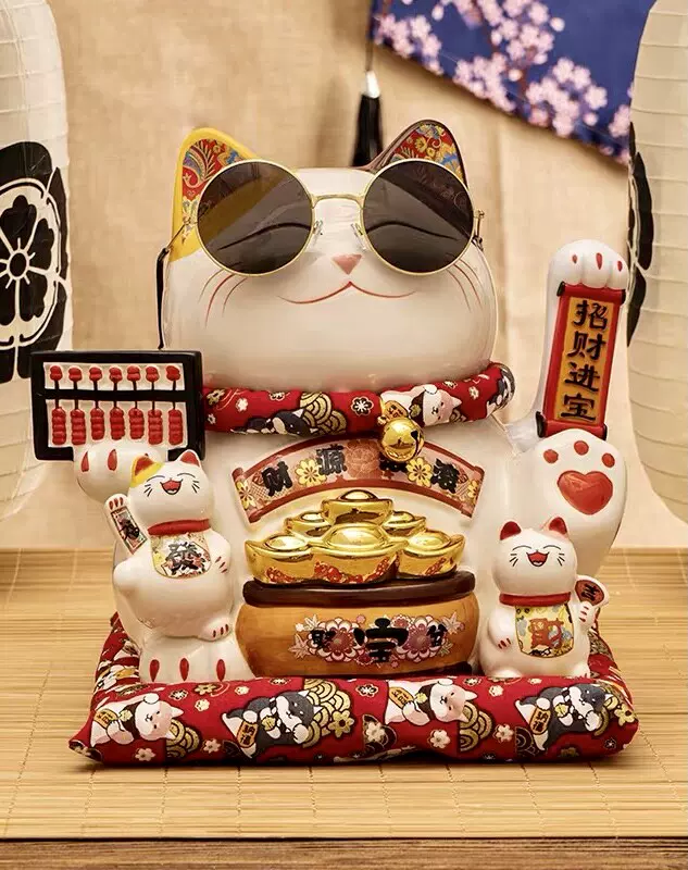 銅制 招財猫 招財進宝 茶台茶寵 自宅 オフィスカウンター 装飾品