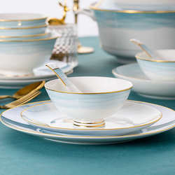 Bone china bowls, dishes, and tableware, a complete set of rice bowls, household high-end dishes and dishes set, optional for moving into a new home