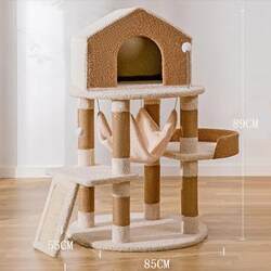Luxurious Cat Tree with Integrated Cat Bed, Scratching Post, and Large High-Platform Villa for Cats, Does Not Take up Much Space