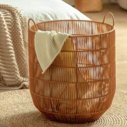 Large Capacity Household Rattan Laundry Basket for Dirty Clothes Storage, Laundry Hamper, Bathroom Basket