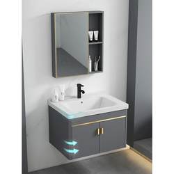 Space aluminum modern bathroom cabinet bathroom washstand ceramic integrated small apartment washbasin washbasin cabinet combination accessories