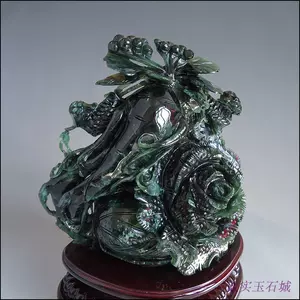 中国岫岩玉 白菜 置物 Jade carving xiuyan,china - アンティーク ...