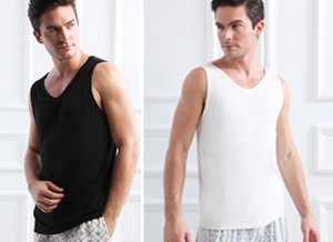 春夏新品 专柜正品欧林雅竹纤维男士纯色背心 V领 FD019 吸汗防臭