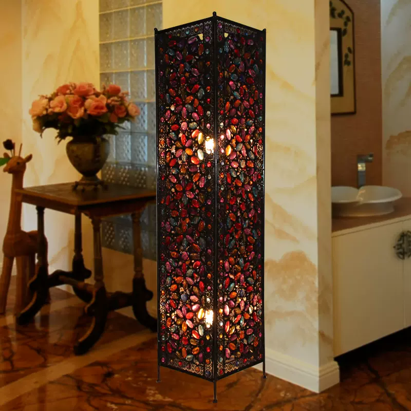 梵蒂冈震撼城堡式冷艳复古落地灯地中海铁艺家具文艺花型串珠灯