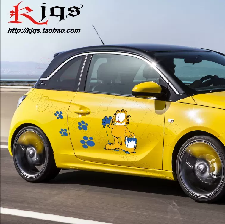Kjqs 加菲貓塗花你的車個性卡通搞笑車貼反光汽車貼紙