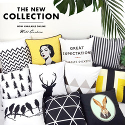 Nordic Modern Ultra-Soft Velvet Pillowcase Yellow Black White Gray Cushion Black and White Pillow Sofa Cushion Office Backrest Cushion