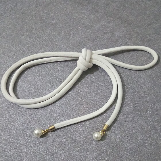 
Handmade velvet hanging pearl women's thin belt decorated down jacket sweater sweater hat versatile pants simple waist rope