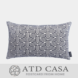 Atdcasa/Nordic Modern Minimalist/Model House Pillow/Cushion Pillow/Blue Geometric Embroidered Lumbar Pillow
