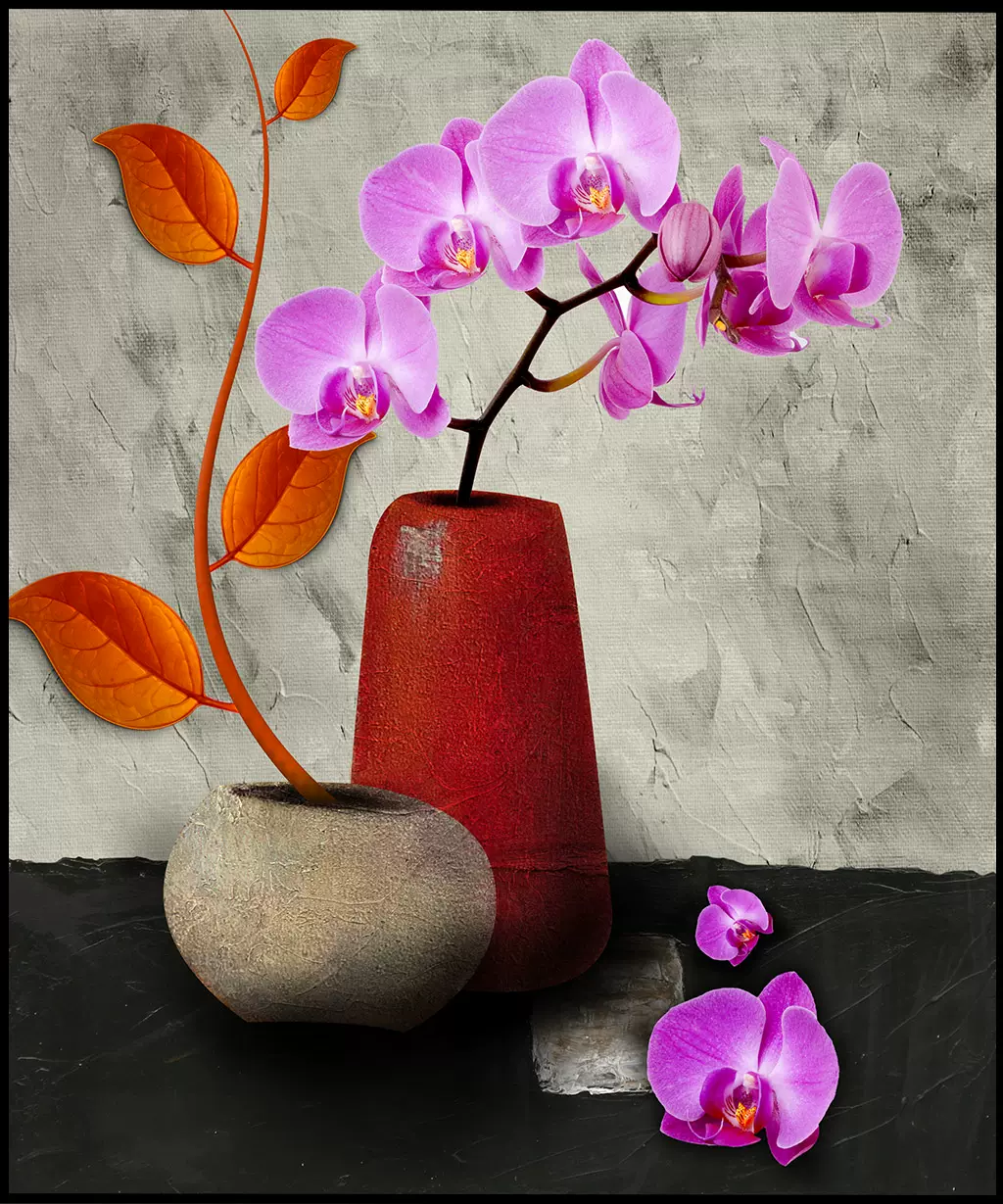 苏绣diy套件初学蝴蝶兰红叶花瓶现代静物画心37 45 手工