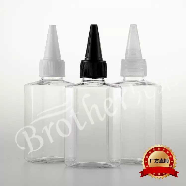 80ml透明八角方瓶尖盖瓶按压瓶分装瓶空瓶塑料