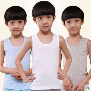 
Foreign children's clothing summer clothing for boys and girls big children sweat-absorbent white underwear pure cotton base shirt for children's vest thin style
