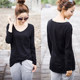 European and American spring women's clothing modal solid color pocket loose slim long-sleeved pullover T-shirt women's base shirt
