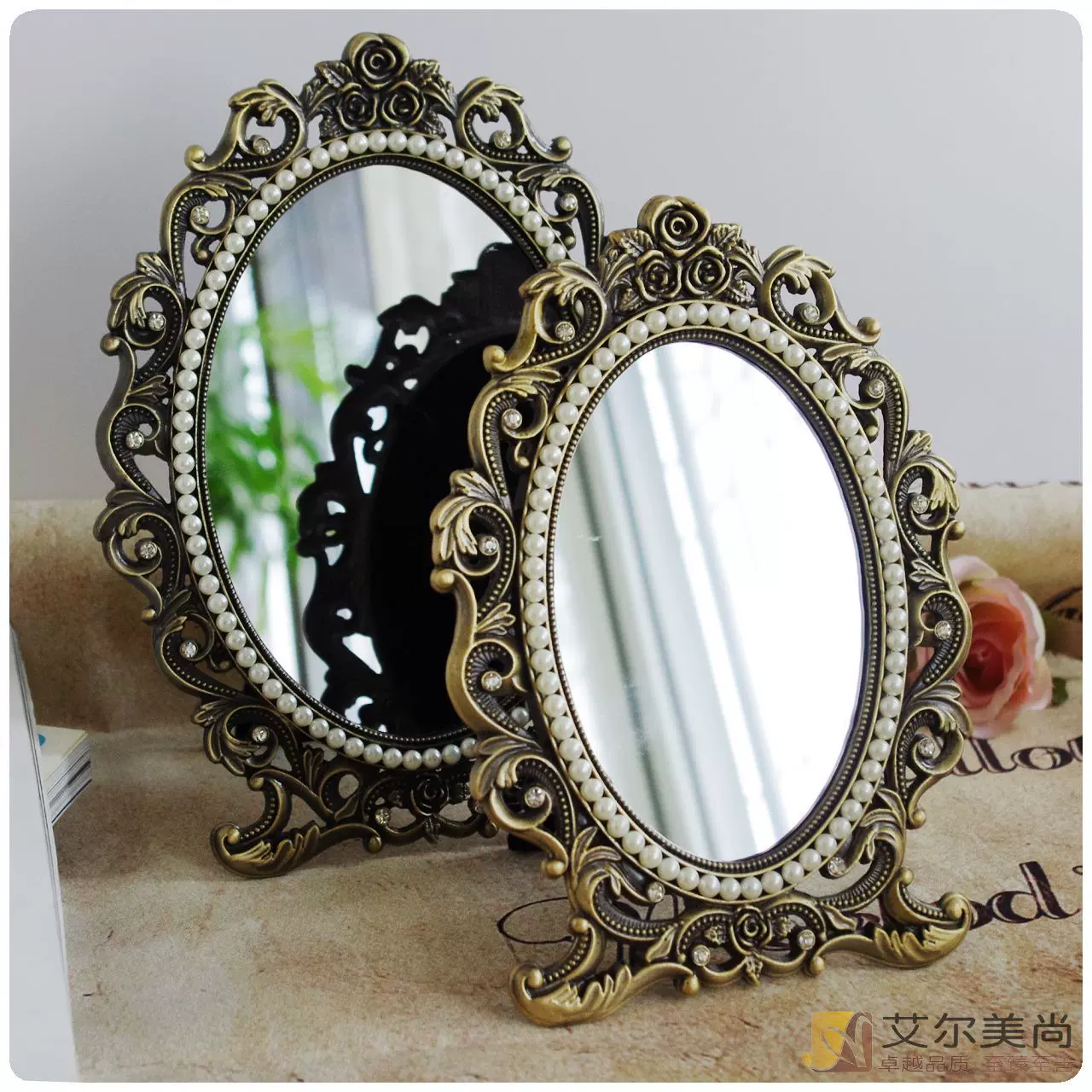 復古公主化粧鏡鏡台卓上鏡卓上寮学生高清美化粧鏡両面鏡宫廷 復古公主化粧鏡鏡台卓上鏡卓上寮学生高清美化粧鏡両面鏡