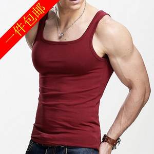 Men's side collar pure cotton vest fitness running exercise sports bottom sweat vest men's slim men's vest
