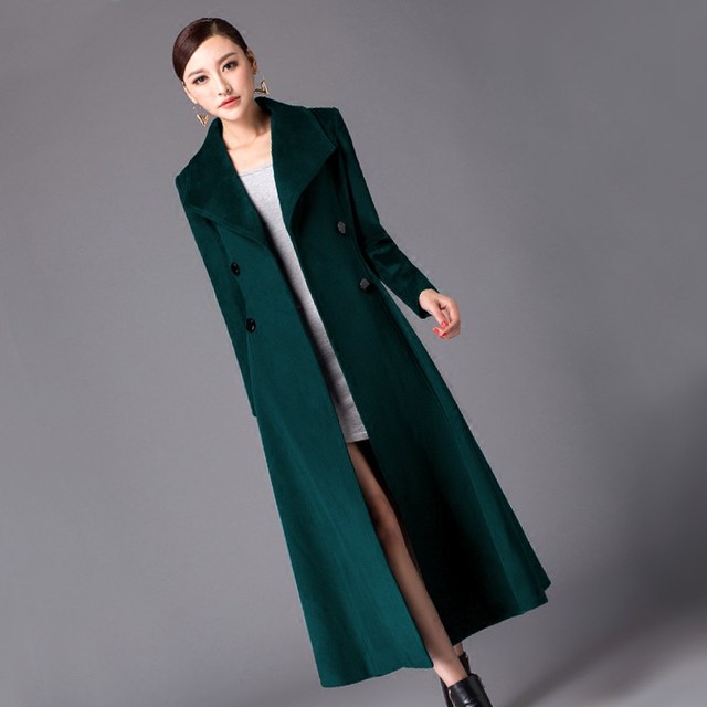 Cashmere coat for women 2024 new high-end woolen woolen long coat winter knee-length slim plus cotton woolen coat