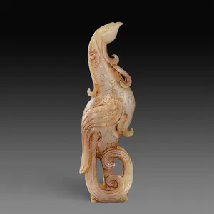 ▽鴻▽ 和田玉製 細密彫 府上有鳳 置物 古賞物 中国古玩 中国古美術