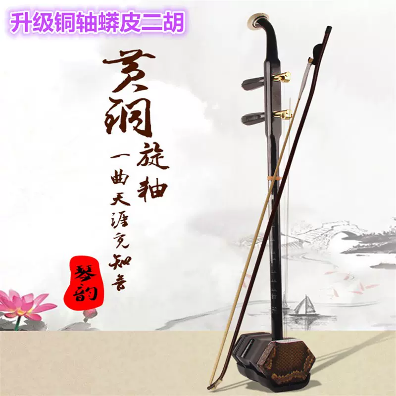 苏州二胡乐器儿童成人通用初学者专业表演型色木红木蟒皮六角二胡 