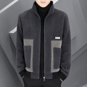 
Men's woolen coat 2023 autumn and winter new woolen coat casual men's high-end color-blocking jacket windbreaker