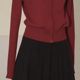 Christmas red half turtleneck zipper sweater cardigan for women 2024 new autumn and winter slim short knitted jacket