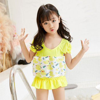 2022 new children's buoyancy swimsuit Small and young girl boys cute hot springs n triangle conclusion swimming floating
