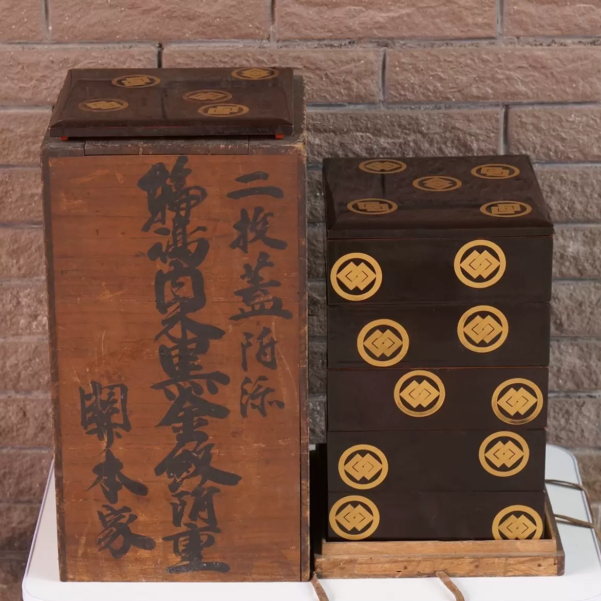 日本轮岛涂漆器莳绘漆盒金家纹木胎大漆五层重箱食盒文盒茶箱-Taobao